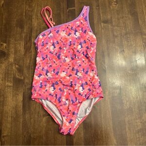 Lands End Girls 12 Swimsuit Swimming Pool Vacation‎ Pink Resort Pool Class 💕